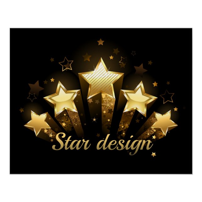 Five gold stars on black poster (Front)