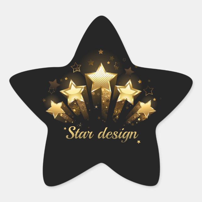 Five gold stars on black star sticker (Front)