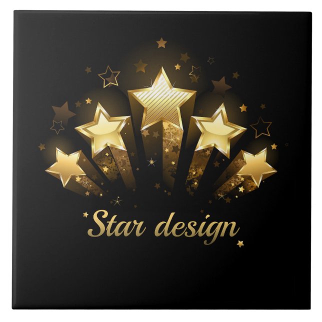 Five gold stars on black tile (Front)