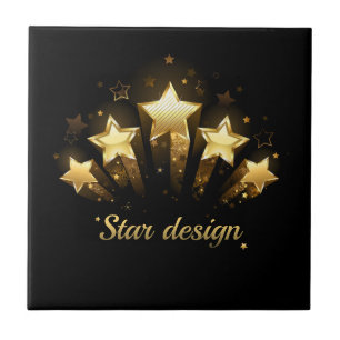 Five gold stars on black tile