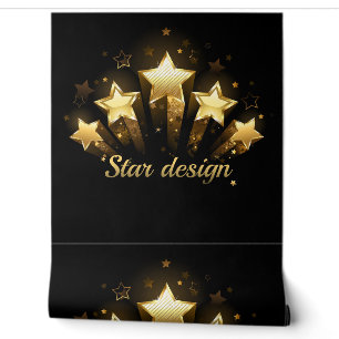 Five gold stars on black wallpaper