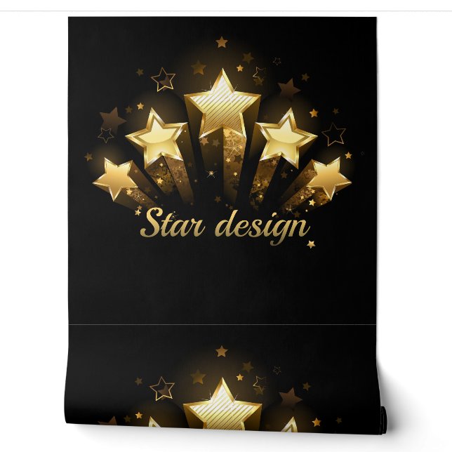 Five gold stars on black wallpaper (Unrolling)