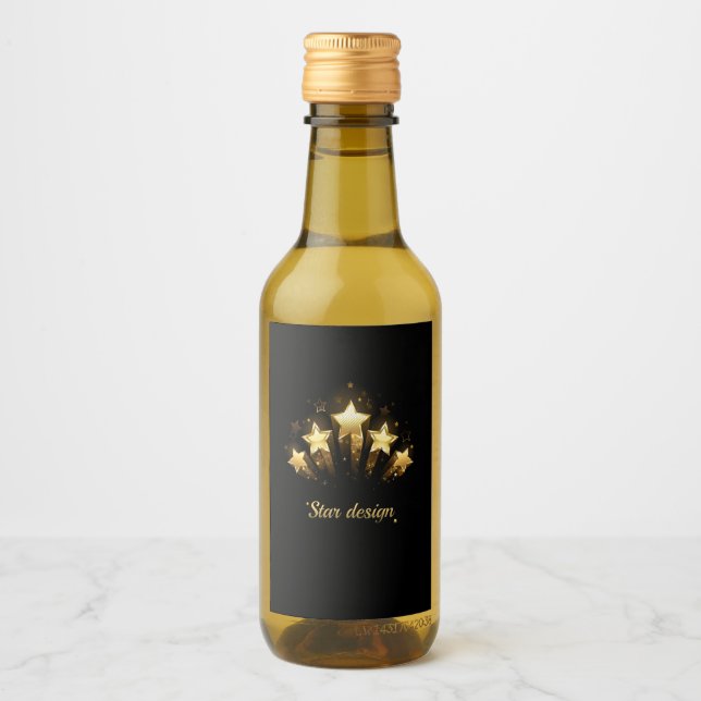 Five gold stars on black wine label (Front)