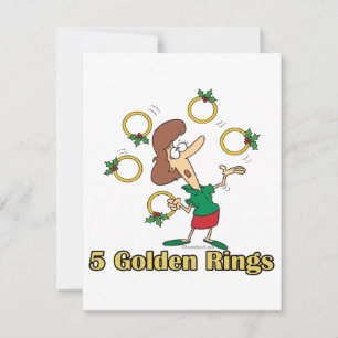five golden gold rings 5th fifth day of christmas holiday card