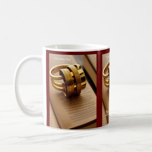 Five Golden Rings, 5th Day of Christmas mug (Left)