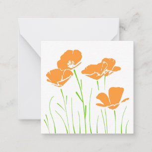 Five Hand Drawn California Poppies Card