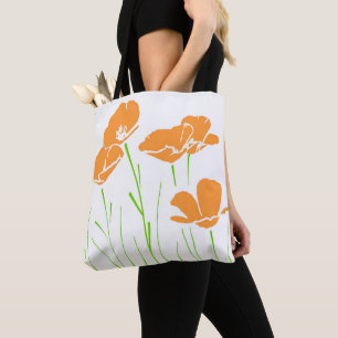 Five Hand Drawn California Poppies    Tote Bag