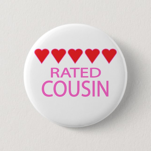 Five Heart Cousin 2 Inch Round Button (Front)