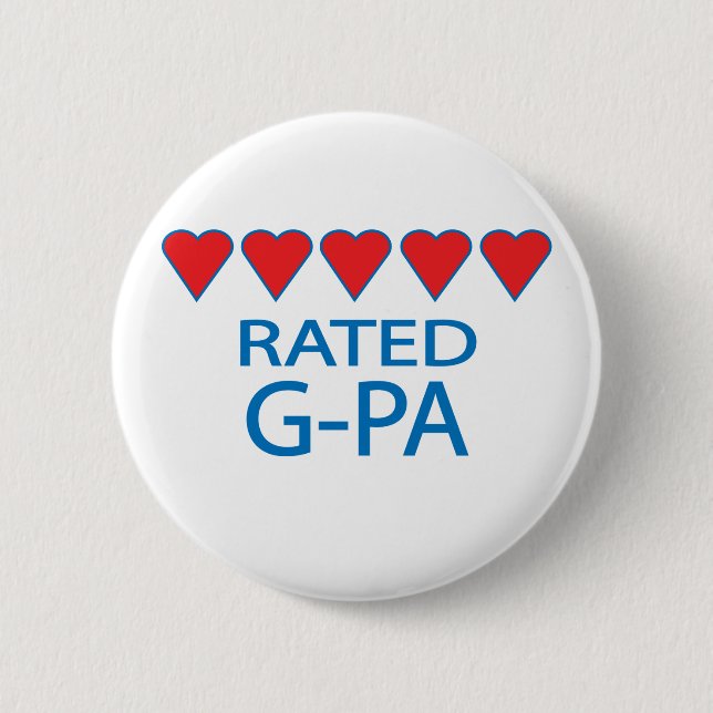 Five Heart G-Pa 2 Inch Round Button (Front)