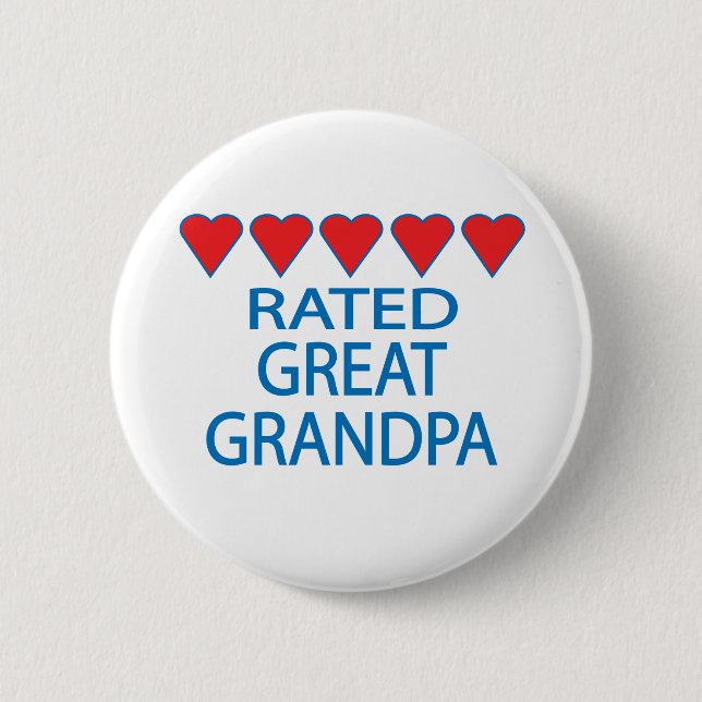 Five Heart Great Grandpa 2 Inch Round Button (Front)