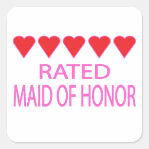 Five Heart Maid of Honour Square Sticker