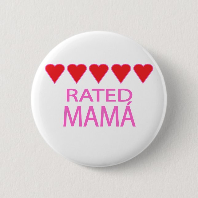 Five Heart Mamá 2 Inch Round Button (Front)