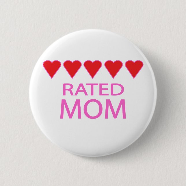 Five Heart Mom 2 Inch Round Button (Front)