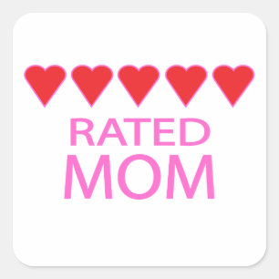 Five Heart Mom Square Sticker