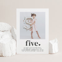 Five Heart - Square Photo Birthday Invitation