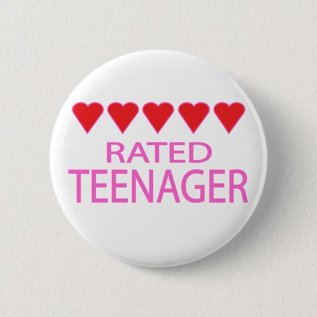 Five Heart Teenager 2 Inch Round Button (Front)