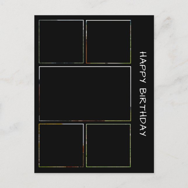 Five horse photo collage birthday postcard (Front)