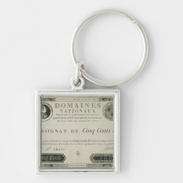 Five hundred livres banknote, 19th June 1791 Keychain (Front)