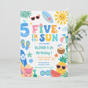 Five in the Sun 5th Birthday Party Invitation