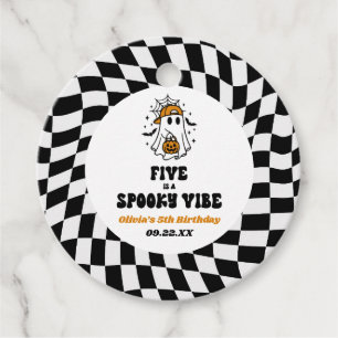 Five Is A Spooky Vibe Halloween 5th Birthday Party Favour Tags