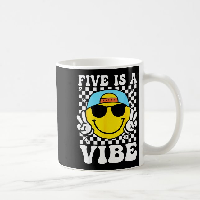 Five Is A Vibe 5th Birthday Groovy Boys Girls 5 Ye Coffee Mug (Right)