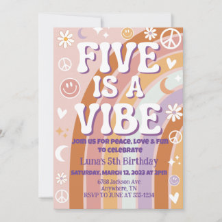 Five is a Vibe 5th Birthday Invtiation Invitation
