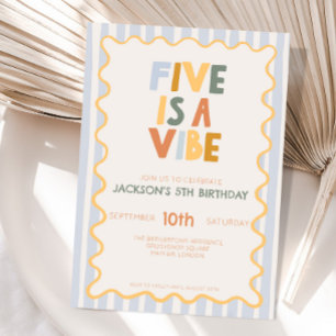 Five is a Vibe 5th Kid Modern Birthday Invitation