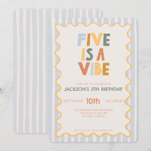 Five is a Vibe 5th Kid Modern Birthday Invitation