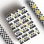 Five is a Vibe | Boys 5th Birthday  Wrapping Paper Sheet<br><div class="desc">Don't you know that Five is a Vibe? Explore our collection of fun and totally rad birthday stationery and party supplies for the ultimate boys birthday celebration! This 'five is a vibe' welcome sign poster features a stellar happy face,  groovy typography and black and white chequered patterns!</div>