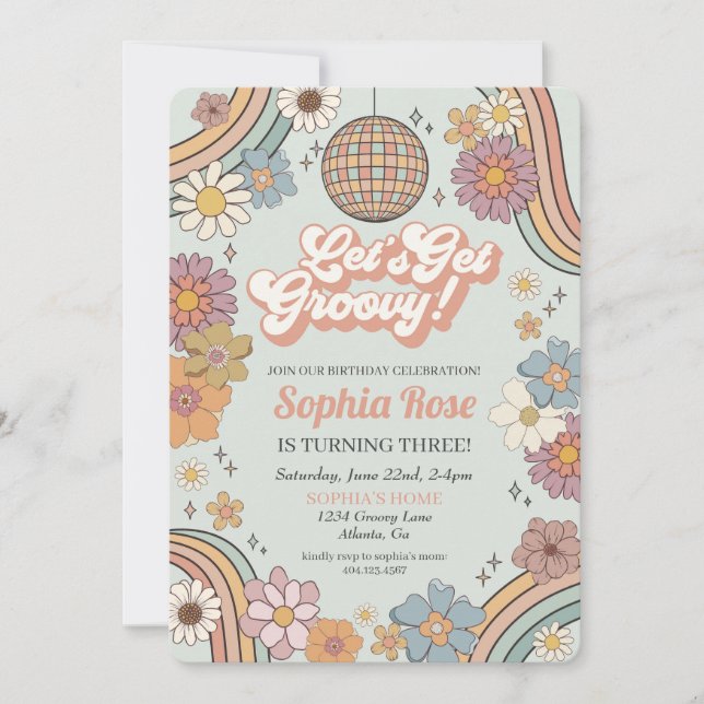 Five is a Vibe Groovy 5th birthday 70s retro (Front)