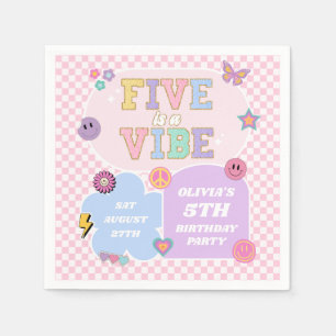 Five Is A Vibe Preppy Patch 5th Birthday Party Napkin