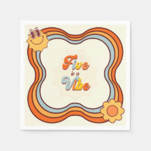 Five is a Vibe Retro 70s Rainbow 5th Birthday