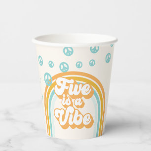 Five is a Vibe Retro Boy 5th Birthday Paper Cups
