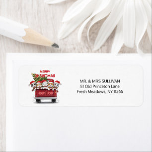 Five Jolly Christmas Cats Red Truck Return Address