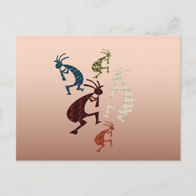 Five Kokopelli Postcard (Front)