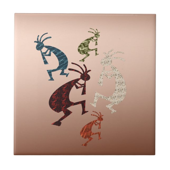 Five Kokopelli Tile (Front)