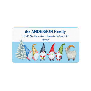 Five Little Christmas Gnomes Return Address Label