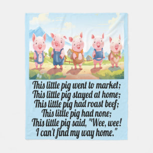 Five Little Pigs - Nursery Rhyme Fleece Blanket