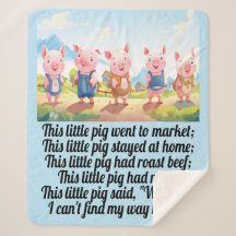Five Little Pigs - Nursery Rhyme Sherpa Blanket