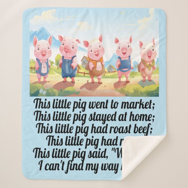 Five Little Pigs - Nursery Rhyme Sherpa Blanket (Front)