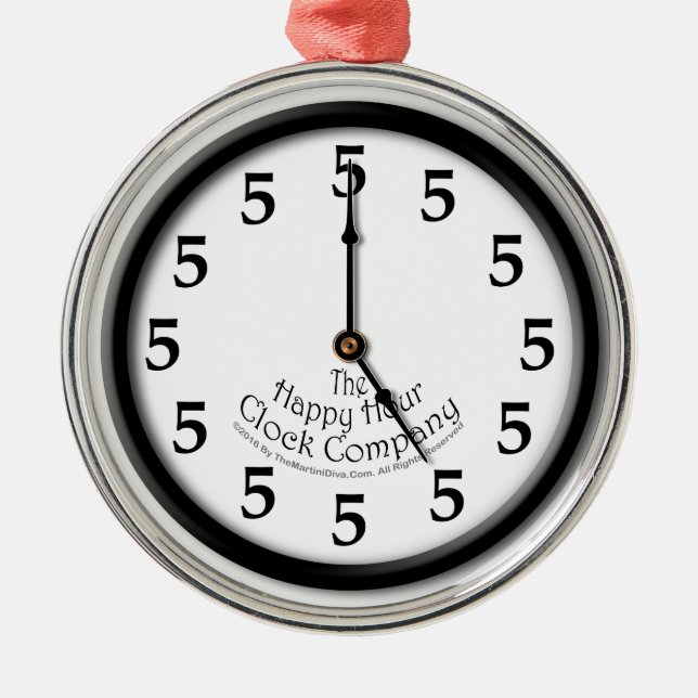 FIVE O'CLOCK CLOCK METAL ORNAMENT (Front)