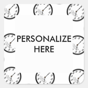 FIVE O'CLOCK CLOCK SQUARE STICKER