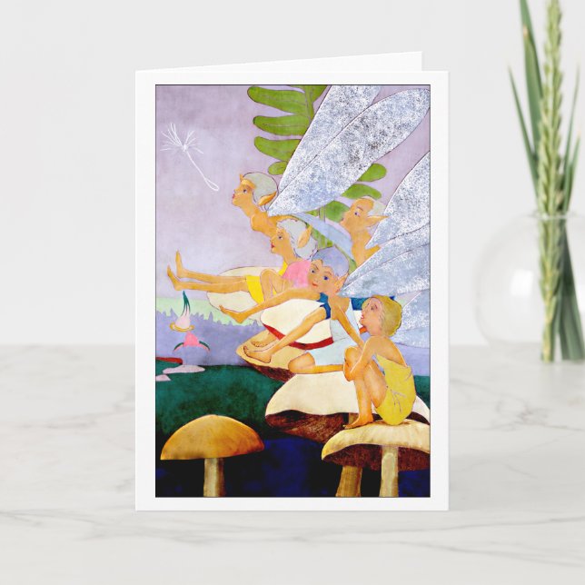"Five on Mushrooms" Blank Greeting Card (Front)