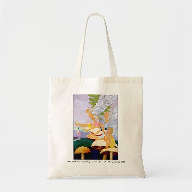 "Five on Mushrooms" Canvas Tote Bag (Front)