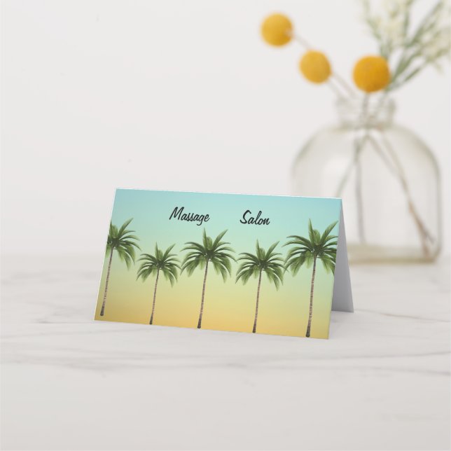 Five Palm Trees, beach life customizable       Loyalty Card (Front)