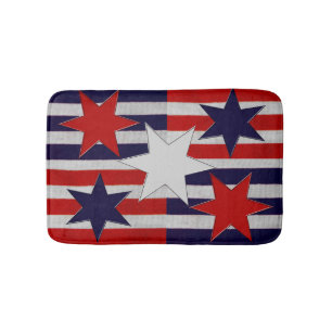 Five Patriotic Stars & Stripes Bath Mat