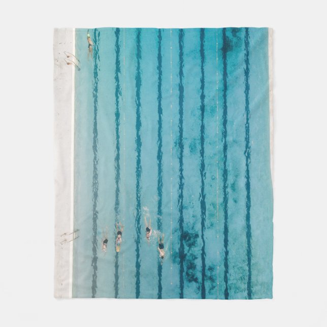 Five people swimming on pool fleece blanket (Front)
