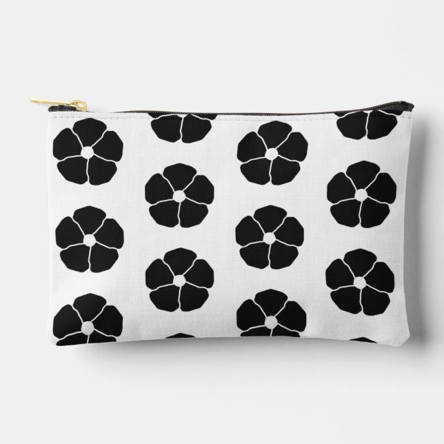 Five-Petal Black Flower Accessory Pouch (Front)