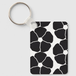 Five-Petal Black Flower Keychain