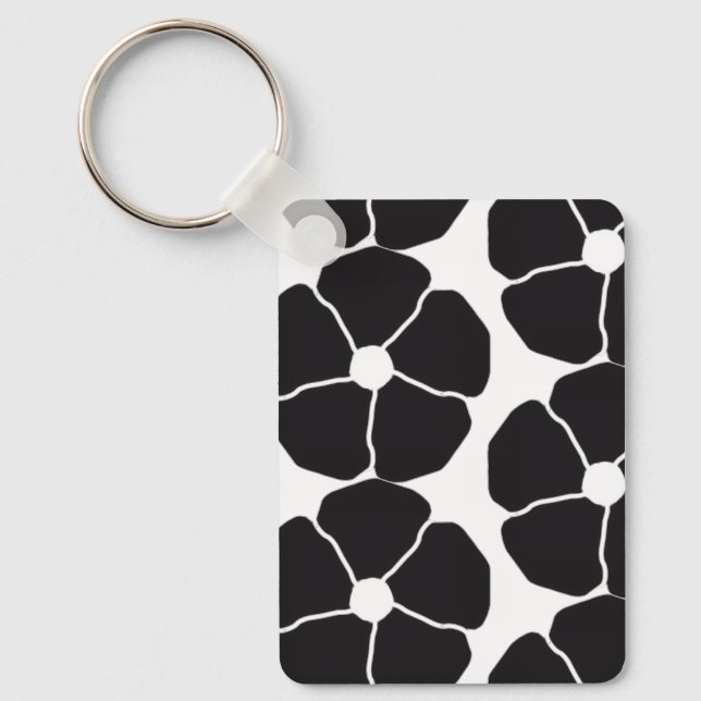 Five-Petal Black Flower Keychain (Front)